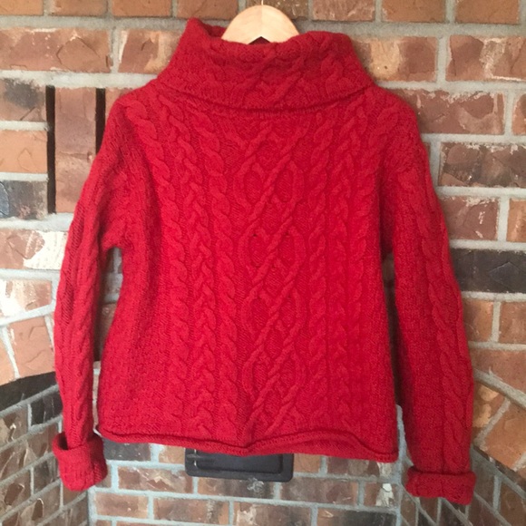 INIS Crafts of Ireland Sweaters - INIS crafts Ireland red wool turtleneck size M